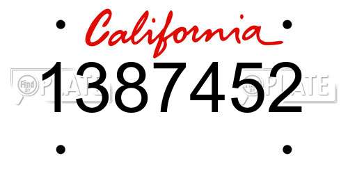 1387452 California License Plate