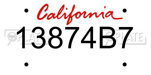 13874B7 California License Plate