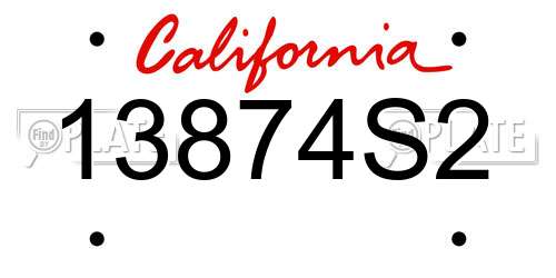13874S2 California License Plate