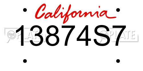 13874S7 California License Plate