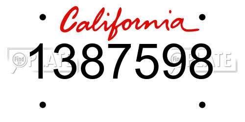 1387598 California License Plate