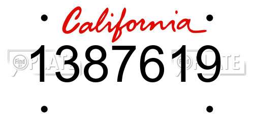 1387619 California License Plate