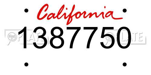 1387750 California License Plate