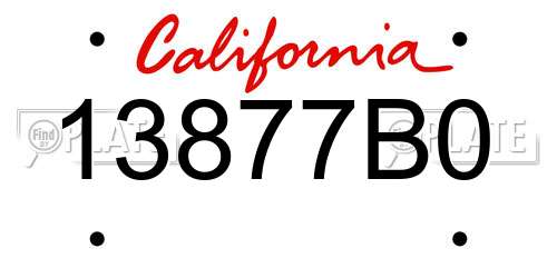 13877B0 California License Plate