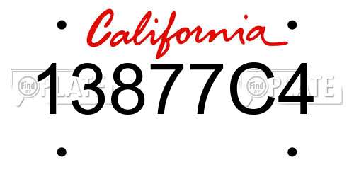 13877C4 California License Plate