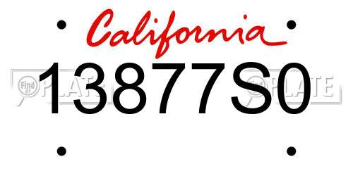 13877S0 California License Plate