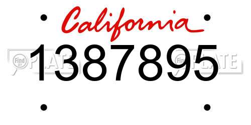 1387895 California License Plate