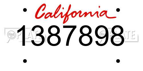 1387898 California License Plate