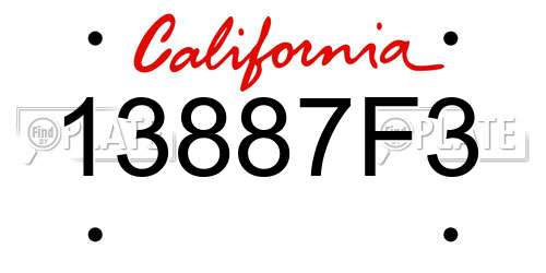13887F3 California License Plate