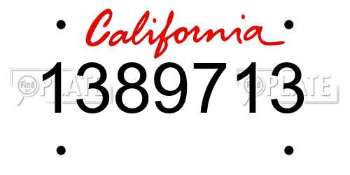 1389713 California License Plate