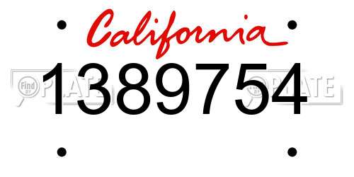 1389754 California License Plate