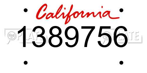 1389756 California License Plate