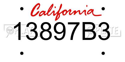 13897B3 California License Plate