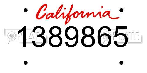 1389865 California License Plate