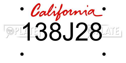138J28 California License Plate