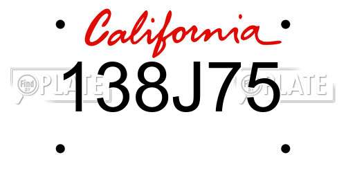 138J75 California License Plate