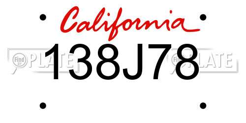 138J78 California License Plate