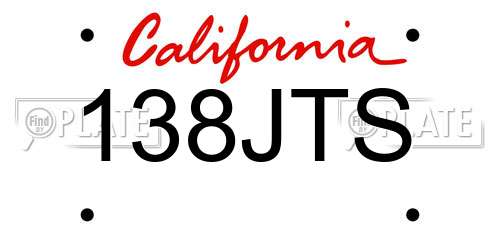 138JTS California License Plate