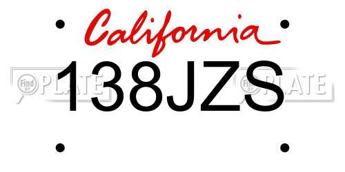 138JZS California License Plate