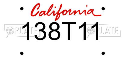 138T11 California License Plate