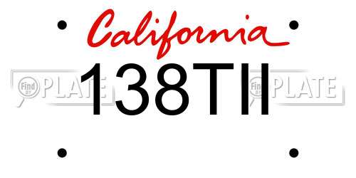 138TII California License Plate