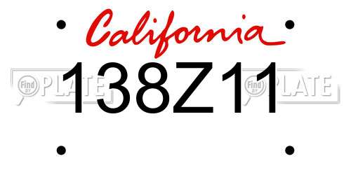 138Z11 California License Plate