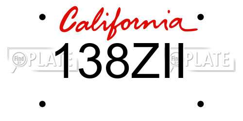 138ZII California License Plate