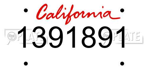 1391891 California License Plate