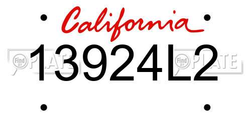 13924L2 California License Plate