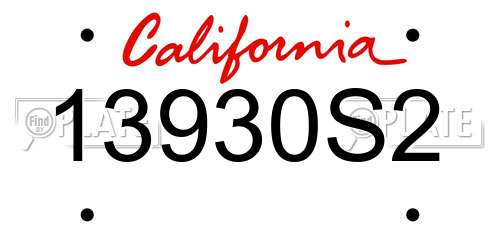 13930S2 California License Plate