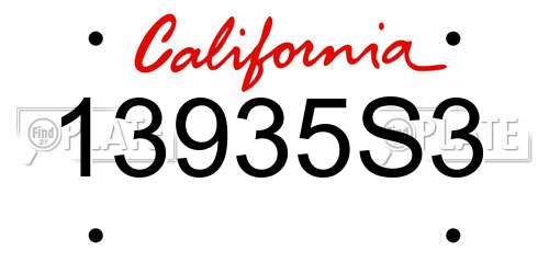 13935S3 California License Plate