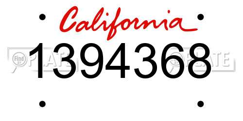 1394368 California License Plate