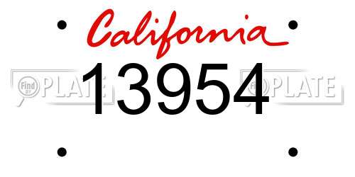 13954 California License Plate