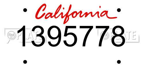 1395778 California License Plate