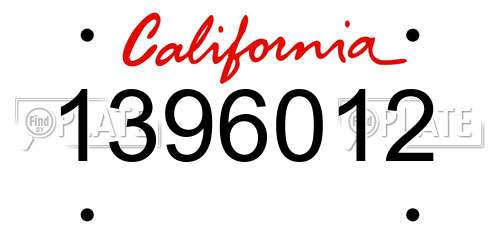 1396012 California License Plate