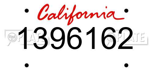 1396162 California License Plate