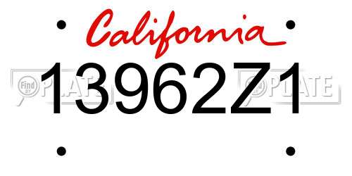 13962Z1 California License Plate