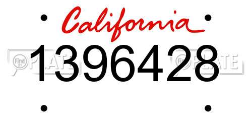 1396428 California License Plate