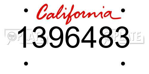 1396483 California License Plate