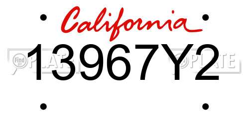 13967Y2 California License Plate