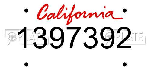 1397392 California License Plate