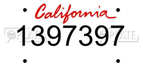 1397397 California License Plate