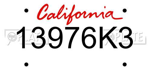 13976K3 California License Plate