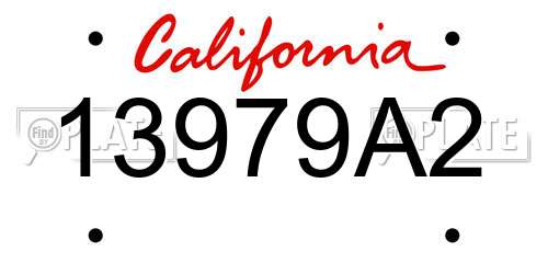 13979A2 California License Plate