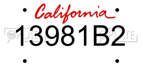 13981B2 California License Plate