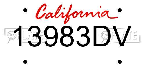 13983DV California License Plate