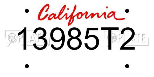 13985T2 California License Plate