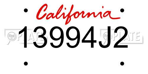 13994J2 California License Plate