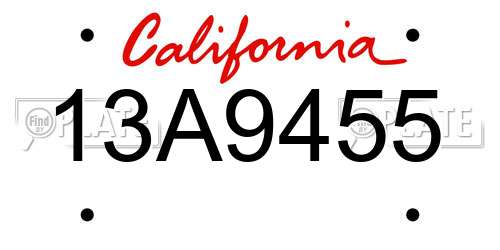 13A9455 California License Plate
