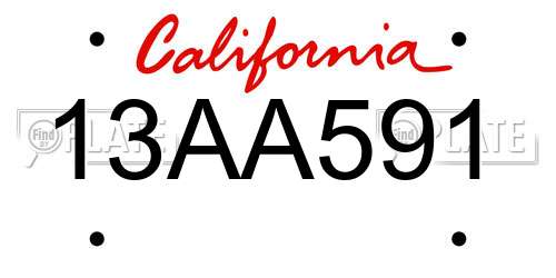 13AA591 California License Plate